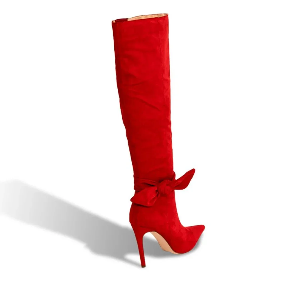 Women’s Pointy Toe Suede Stiletto Knee High Boots